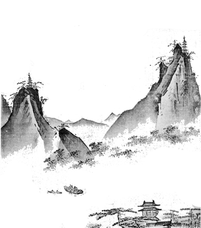 《双峰插云》 南宋叶肖岩 翻拍图由市考古所提供